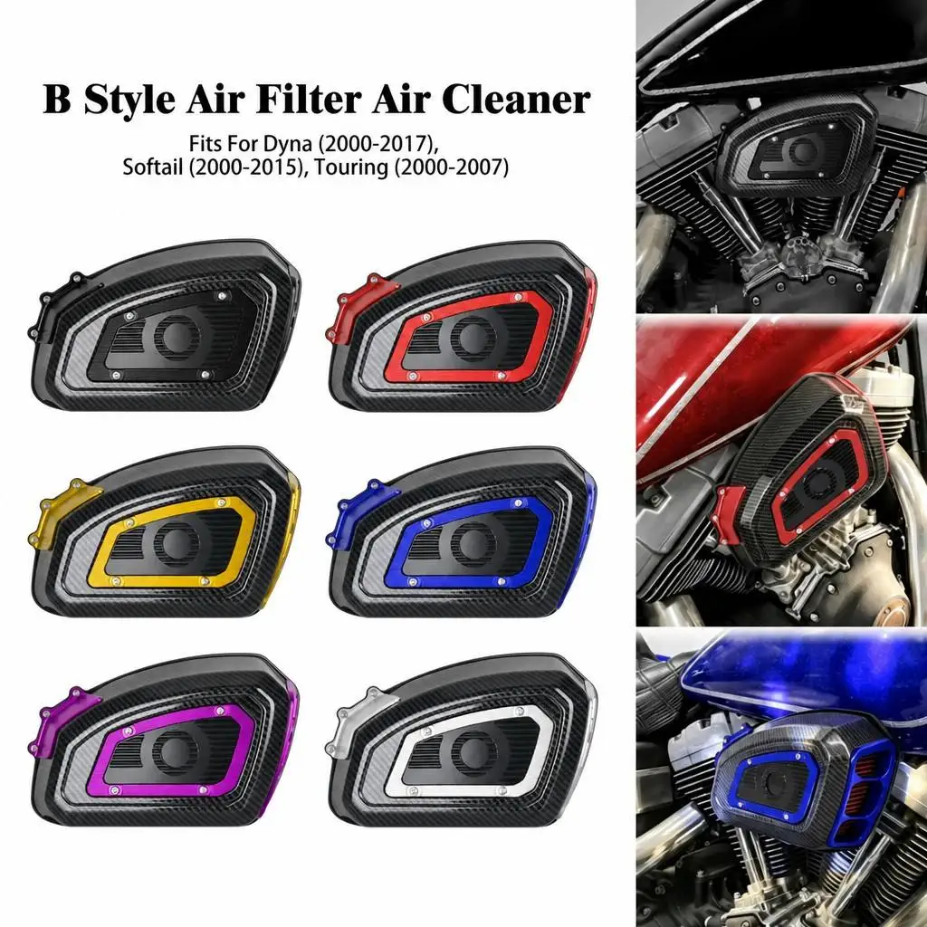 Motorcycle B Style Air Filter Air Cleaner 6 Colors Metal Rubber Paper For Dyna 2000-2017 Softail 2000-2015 Touring 2000-2007