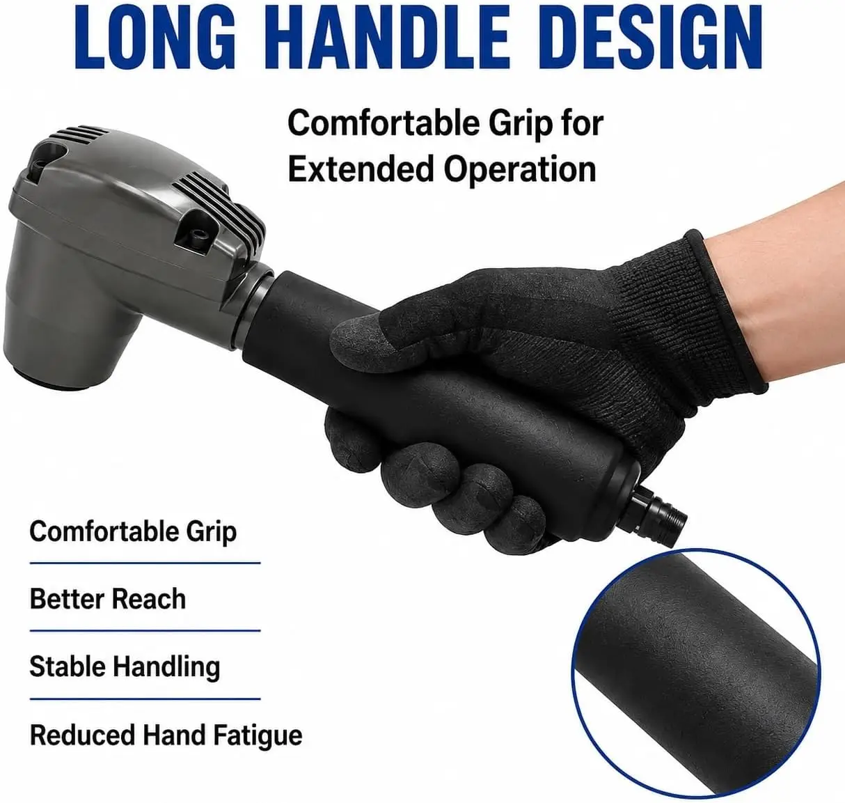 Pneumatic Palm Hammer Long Handle with 5 interchangeable tips for Auto Body Repair & Woodworking