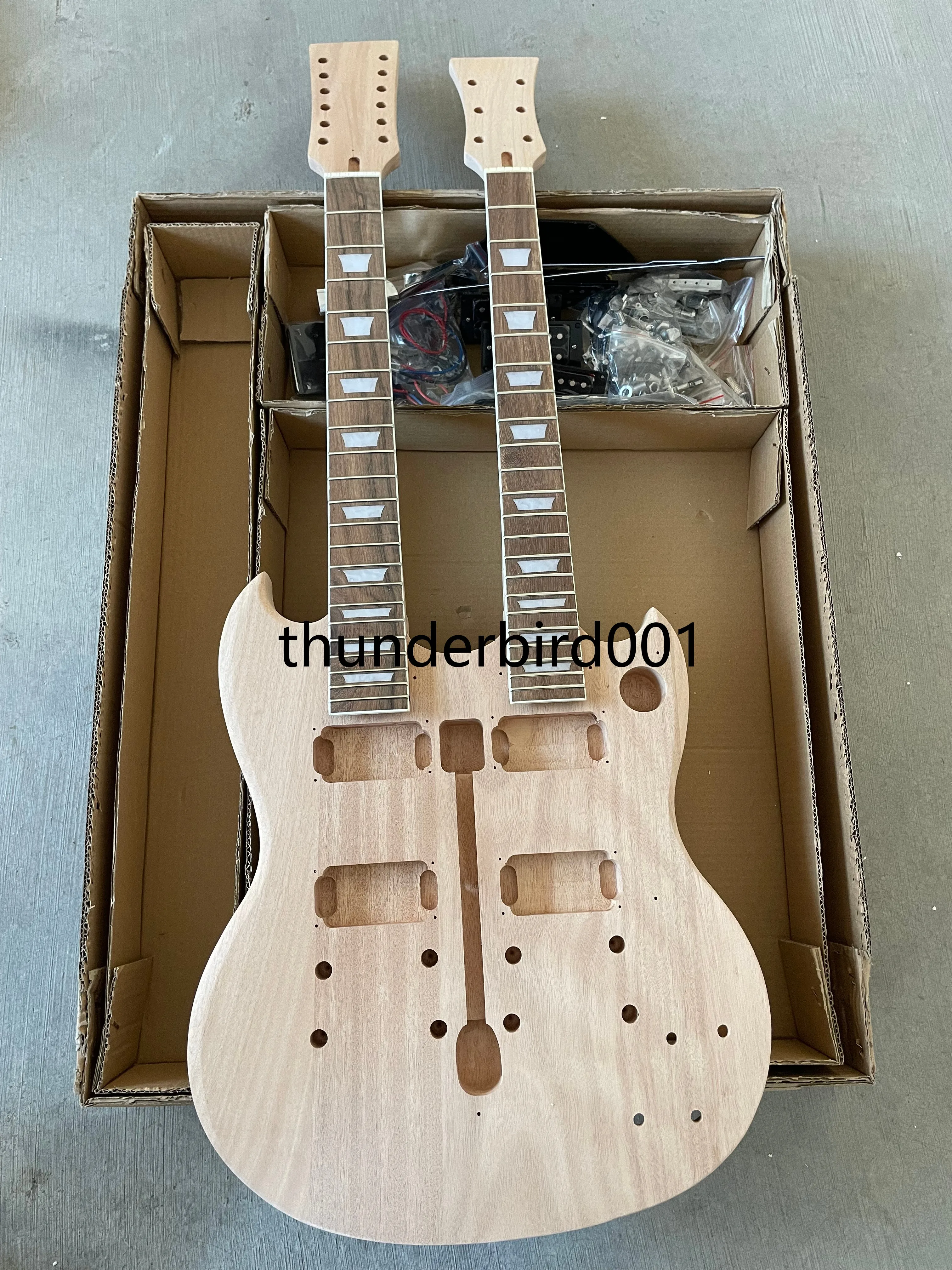 ダブルネック付きエレキギター,日曜大工キット,sg,マホガニーボディ