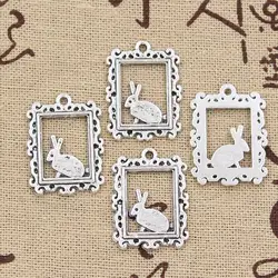 12pcs Charms Framed Rabbit 24x17mm Antique Making Pendant fit,Vintage Tibetan Bronze Silver color,DIY Handmade Jewelry