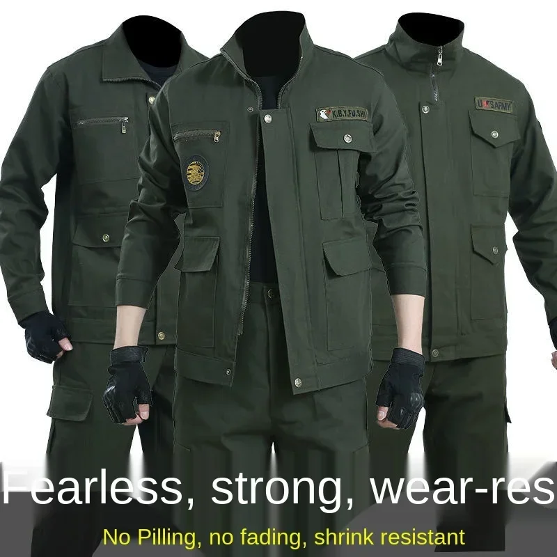 Uniforme militar de manga comprida masculino, terno do homem verde do exército, roupas de trabalho, acampamento, roupas de montanhismo, uniforme