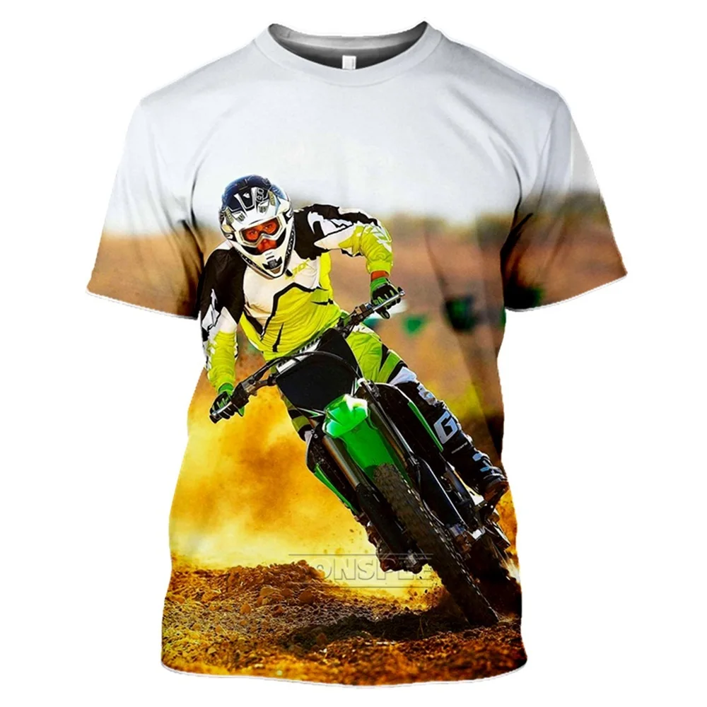 Mens T-shirt Summer 3D Print Motorcycle Motocross Tshirt Women Tops Tees Fashion Short Sleeve Sports Car T-shirts Homme