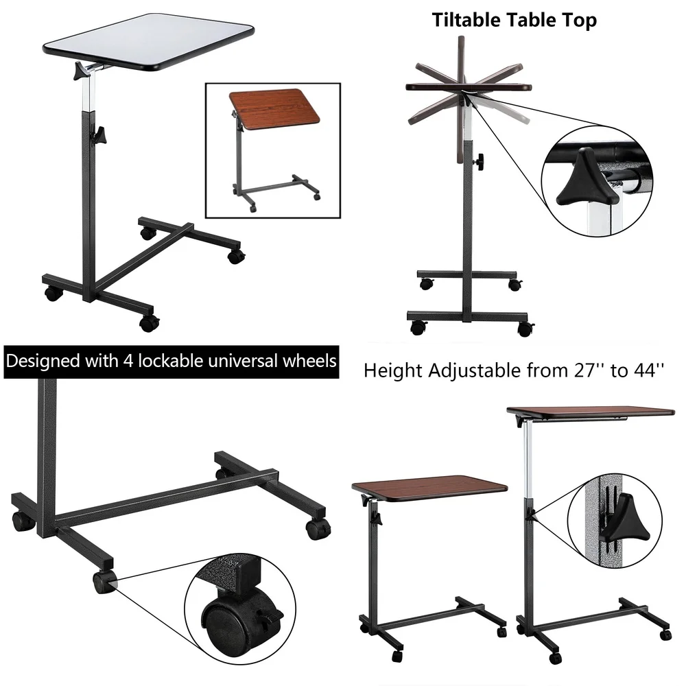 

Computer DesksAdjustable Height Rolling Bed Tray Table for Laptop Dining and Work
