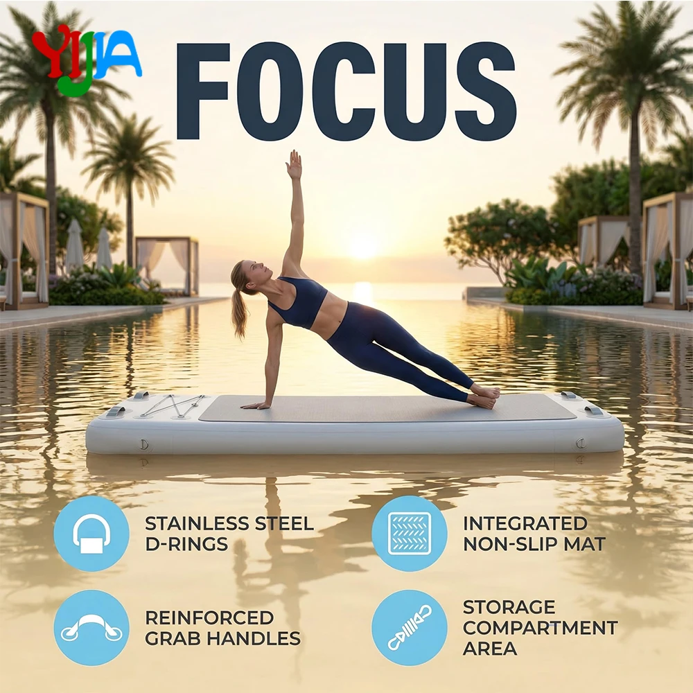 Non-Slip Traction Pad Inflatable Yoga Mats Fitness Floating Aqua Sport Platform Air Track Stand-Up Paddleboard for Water Yoga