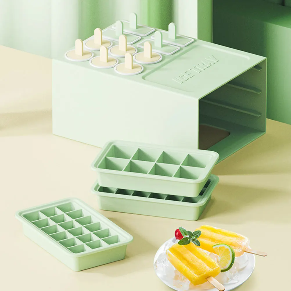

Popsicle Box 18 16 Cavities Ice Cream Molds Kitchen Tool Reusable Whiskey Cold Coffee Juice Trays