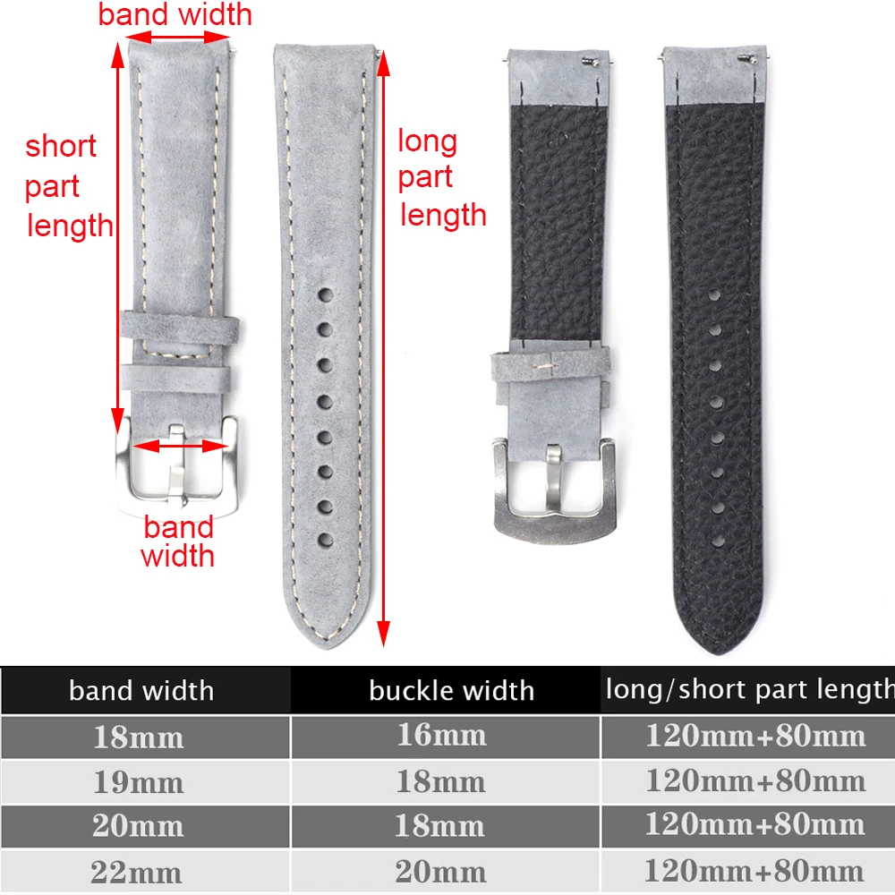 Прочный замшевый ремешок для часов, быстросъемный кожаный ремешок 18 мм, 19 мм, 20 мм, 22 мм с пряжкой из нержавеющей стали, ремешок для часов для мужчин, подарки