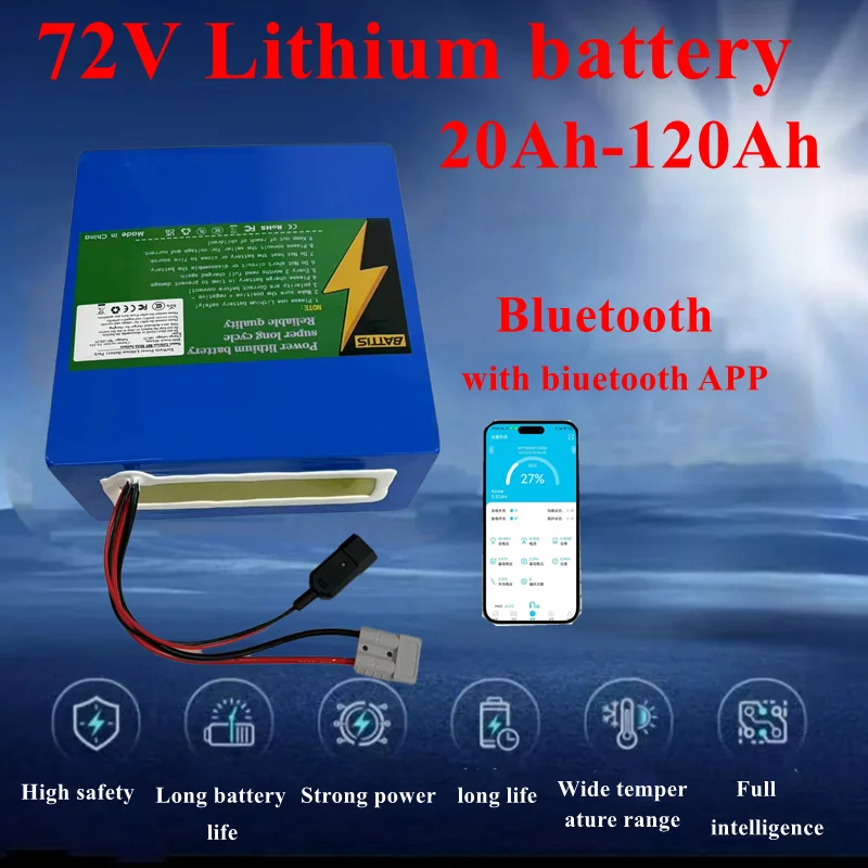 

72v 40Ah 50Ah 60Ah 70Ah 80Ah 100Ah lithium ion battery pack 40A 50A 60A 70A 80A 100A with bluetooth BMS 3000W 5000W 8000W