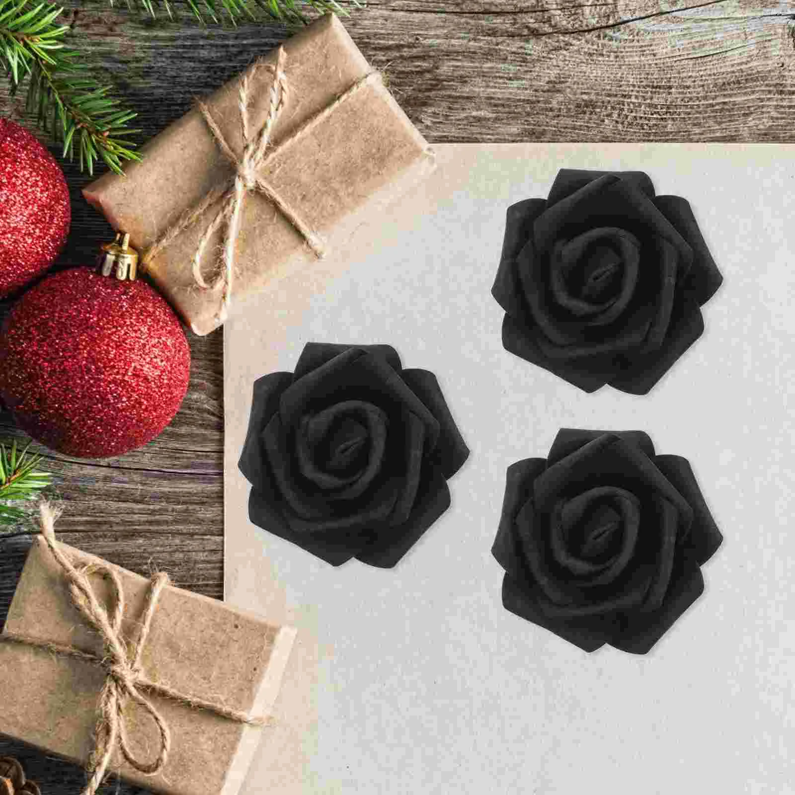 100 Pcs Artificial Rose Light Pink Flowers Black Roses Bulk Fake Head Faux Decor