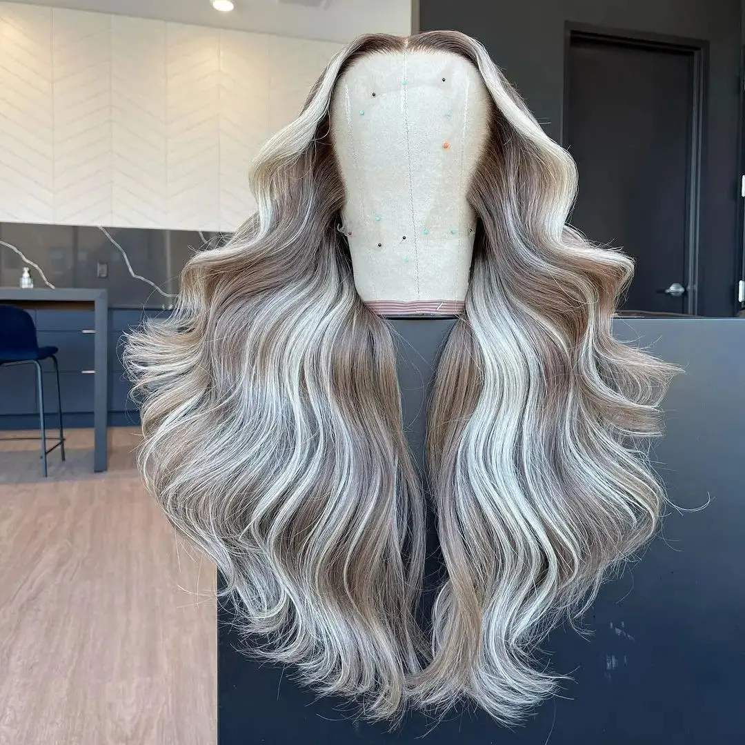 

Синтетический парик с полной шелковистой основой из кружева, имитирующий натуральные волосы, с эффектом балаяж, термостойкий, класса люкс, на заказ, с HD-основой из кружева, без клея, для женщин, готовый к носке