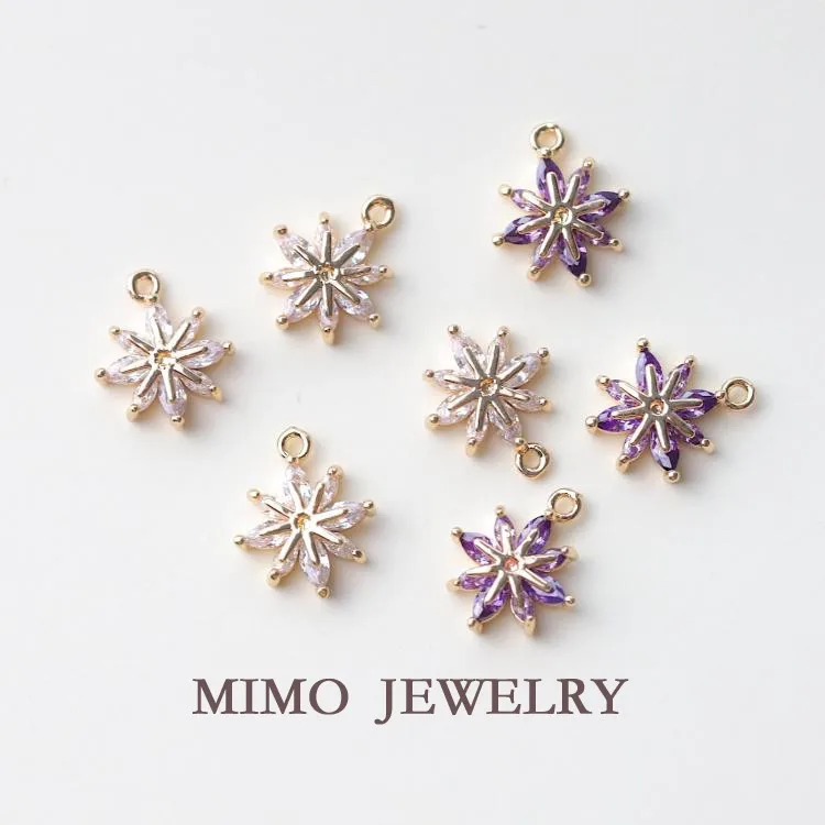 

Fresh Little Daisy with Small Flower Micro Inlaid Zircon Charms Pendant Supplies DIY Hand Brass Gold Plated Accessories 12x10mm