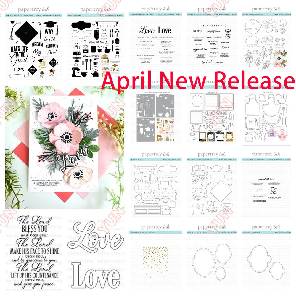 

The Bigs Congrats to the Grad Seasoned with Love Sentiment Stamps Anemones Framed Dies Stencil DIY Scrapbook Diary Card 2025 New