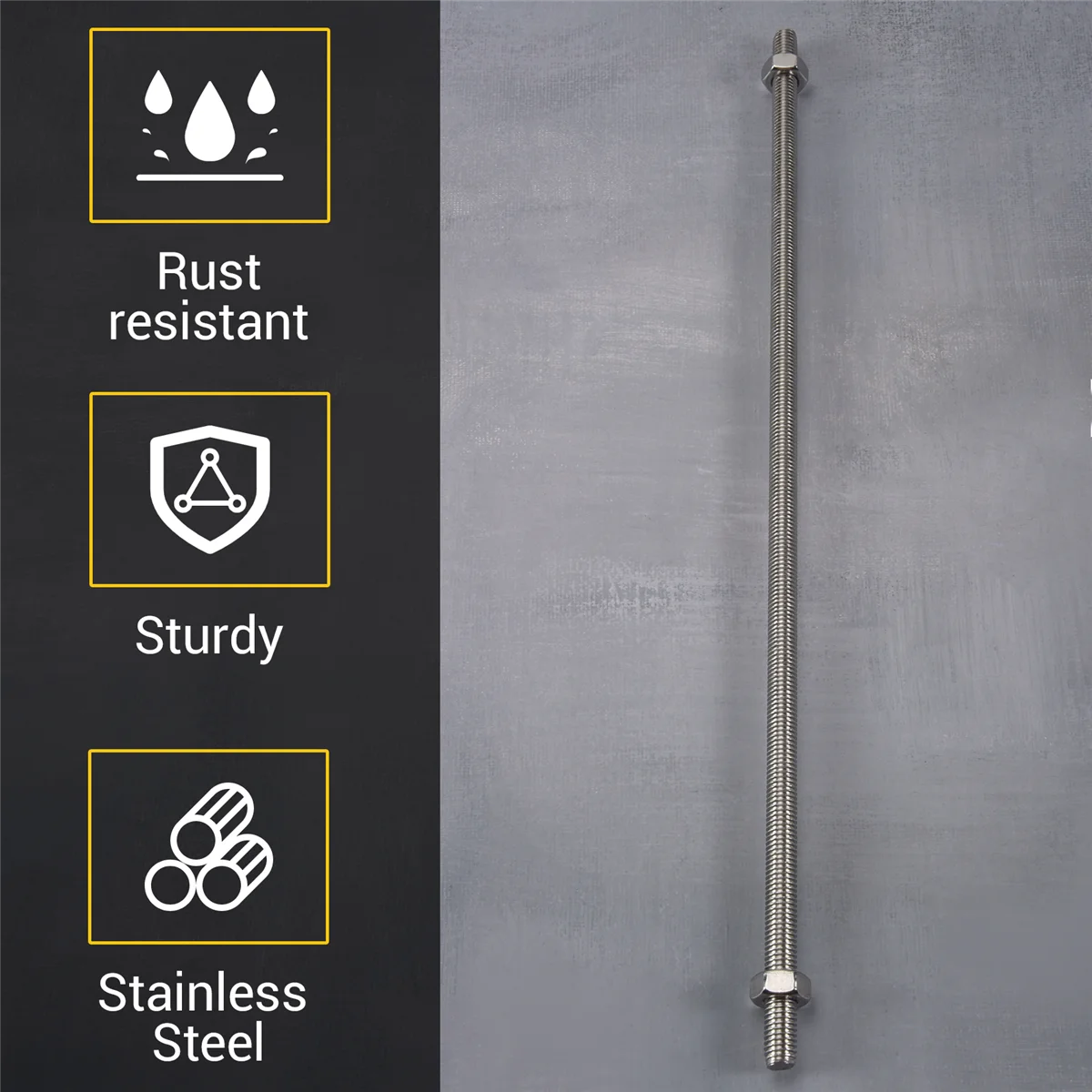 RIRI 320 мм x M8 с резьбой из нержавеющей стали, стержень серебристого тона