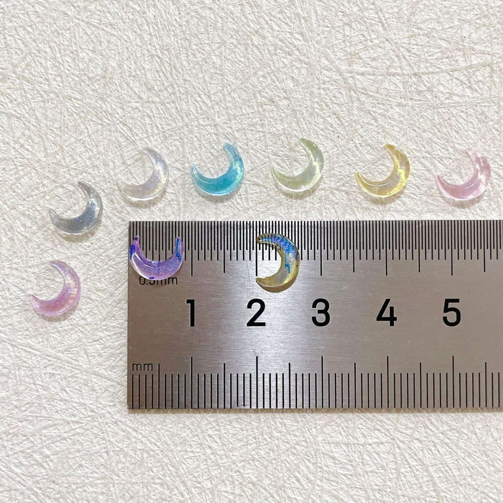 30PCS Clear Glitter Crescent Moon Nails Charms Accessories For 3D Acrylic Nail Art Decoration Manicure Decor Supplies Materials
