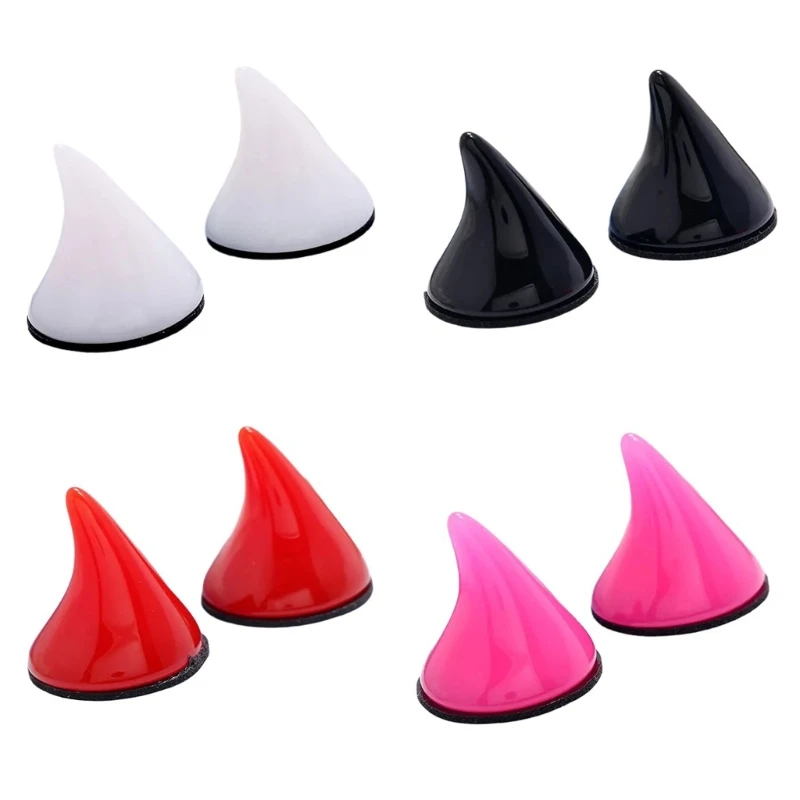 Chic Black Cartoon Horn Headwear Resin Sticker Ornament Delicat Costume Accessory for Trendy Youth and Party Enthusiasts