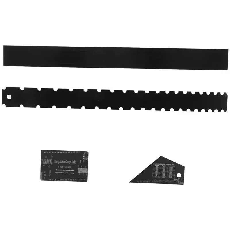 

Набор инструментов для гитаристов AS98-4Pcs: Измеритель высоты струн, линейка для измерения выравнивания струн, измеритель уровня фретов, инструмент для выравнивания ладов