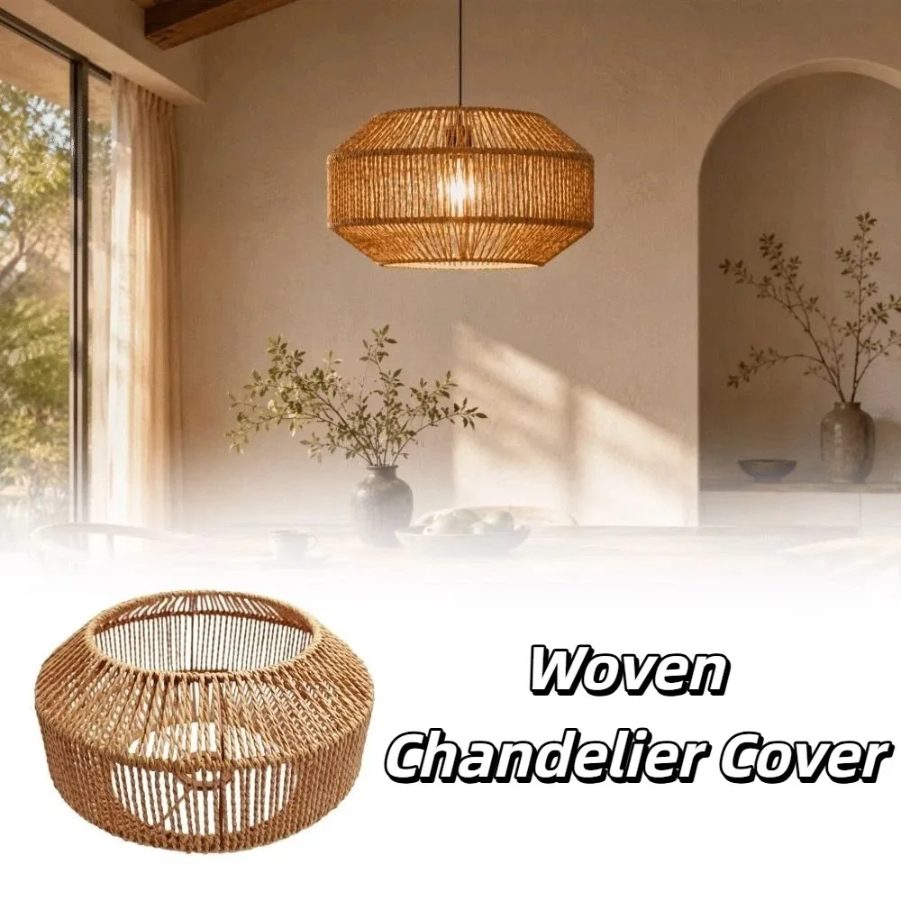 Hand-Woven Bamboo Lampshade Natural Log Style Handmade Knitted Rattan Lamp Shade Japanese Wood Style Wooden Style