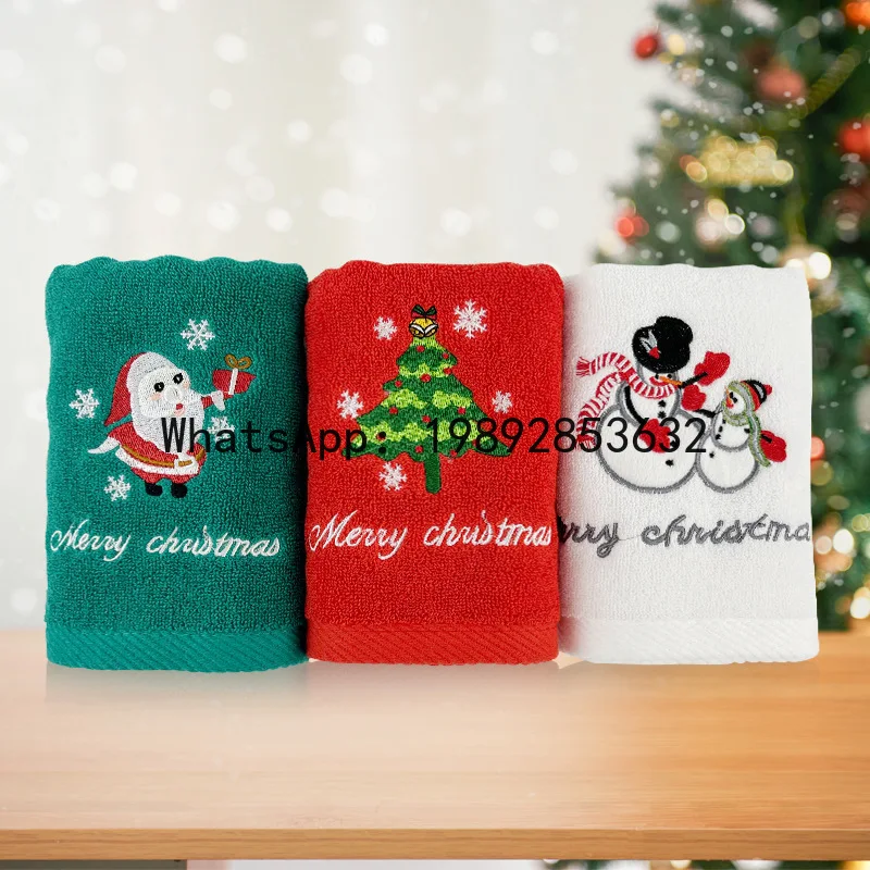 PYJ Christmas cotton face towel embroidered Santa towel gift box