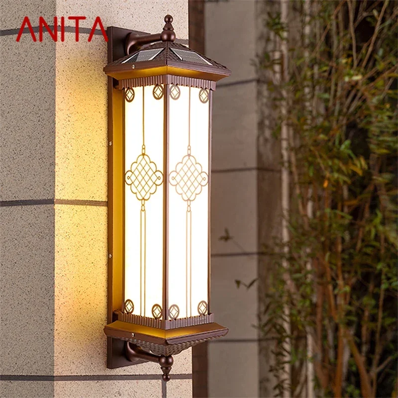 ANITA Contemporary Solar Outdoor Wall Lamps Simplicity Waterproof Creative Balcony Hallway Courtyard Villa Gate Hotel