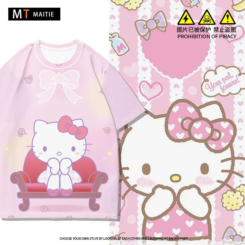 HelloKitty Kitty short-sleeved T-shirt women's fashion ins all loose Sanrio co-branded clothes for girls compassionate shirt