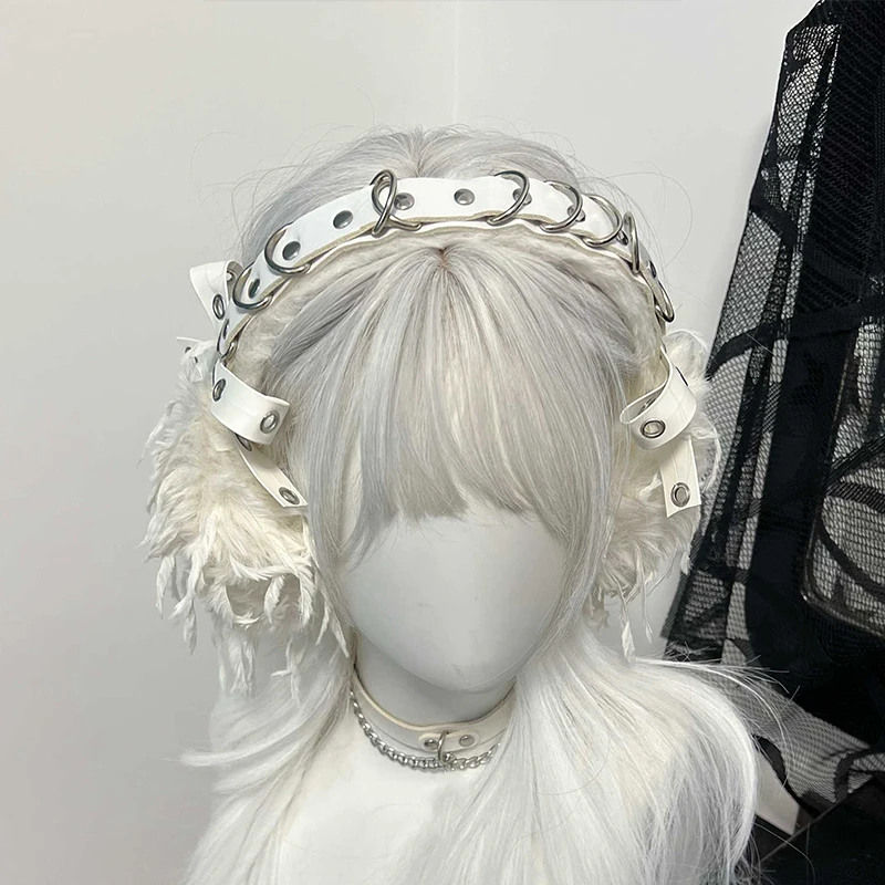 Orejeras góticas de Lolita Punk, nuevo diseñador, orejeras peludas, calentador de orejas, diadema gótica Steampunk Y2K, protección para los oídos, auriculares para ciclismo