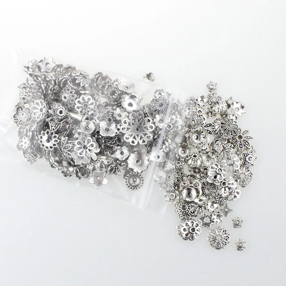

240pcs Beads Support Accessories Flat Flower Pattern Handmade Jewelry DIY Tibetan Silver Alloy Durable Bracelet