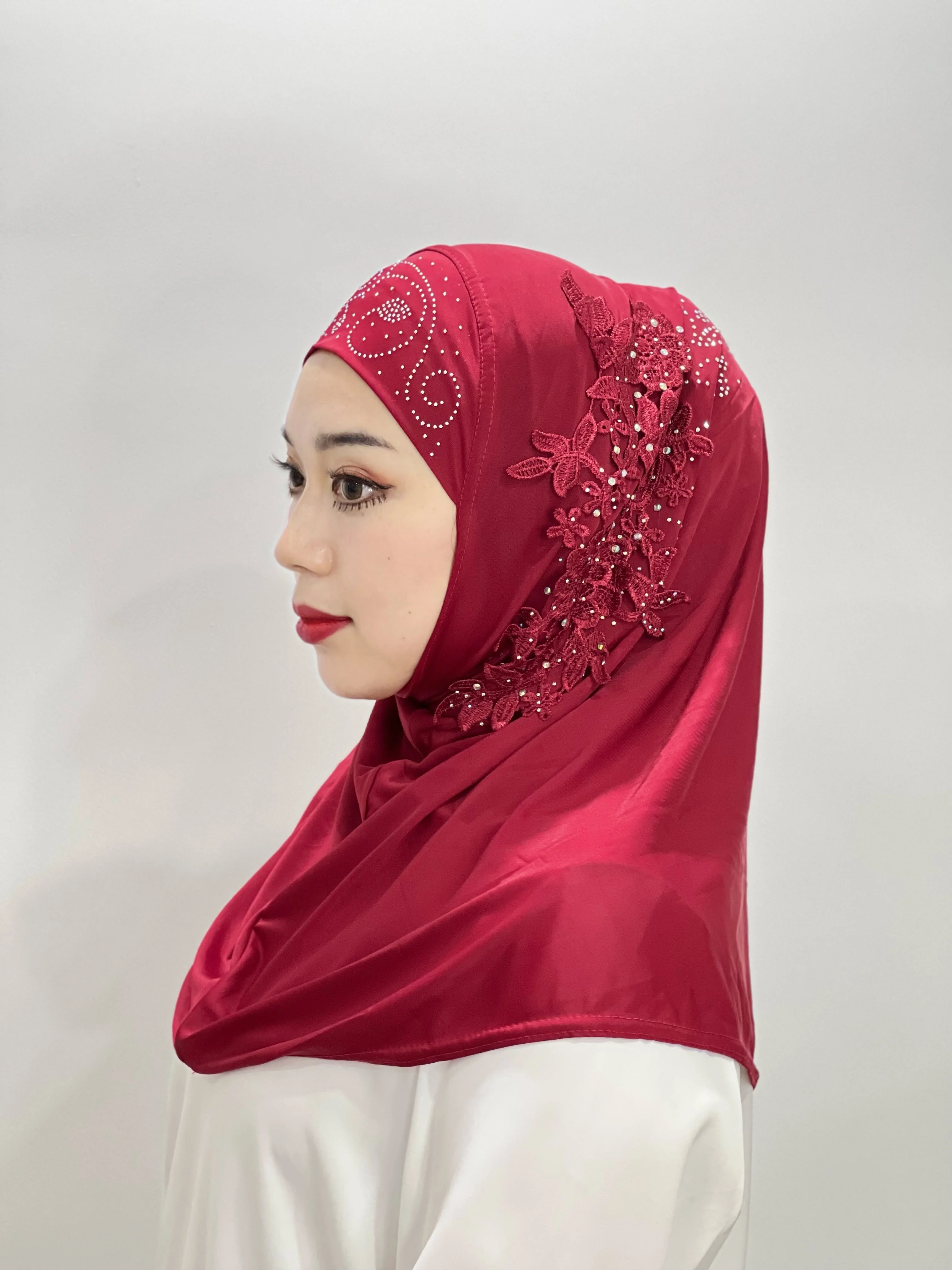 chapeau africain femme epingle hijab hijab à enfiler turban femme africaine Hijab musulman avec dentelle et pierres, écharpe islamique, belle grande