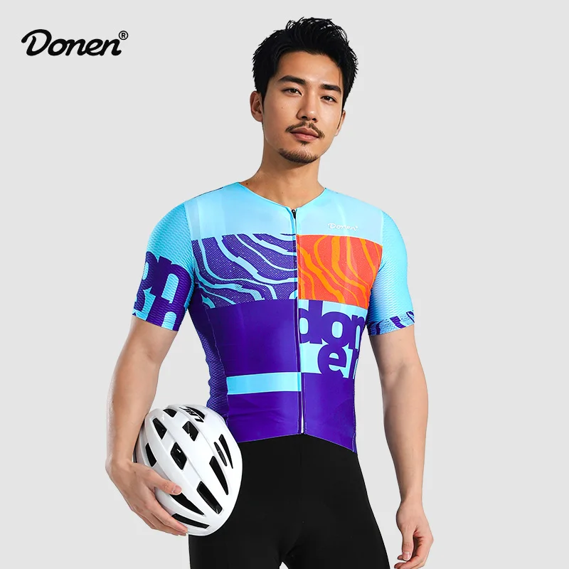 

DONEN Bike JerseyS Short Sleeved Breathable Cycling Jersey with 3 Rear Pockets Men Quick-dry Reflective Bicycle Biking Clothing