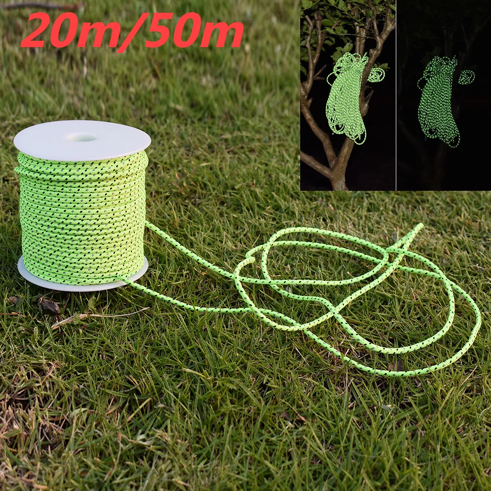 20/50M Reflective Paracord Outdoor Emergency Rope Parachute Cord Durable Survival Umbrella Tent Lanyard Camping Clothesline Rope