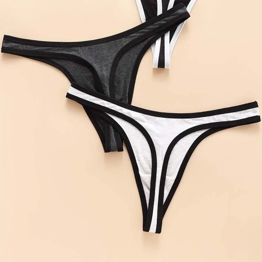 Soft Low Waist Men Thin Thongs Underpants Thin Strap Men's Panties Color Blocking Edge Design Underwear Male Briefs Male