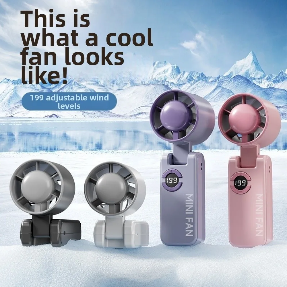 

199 Gears Foldable Handheld Fan High-Speed Portable Cooling Fan USB Rechargeable Digital Display Small Electric Fan Travel
