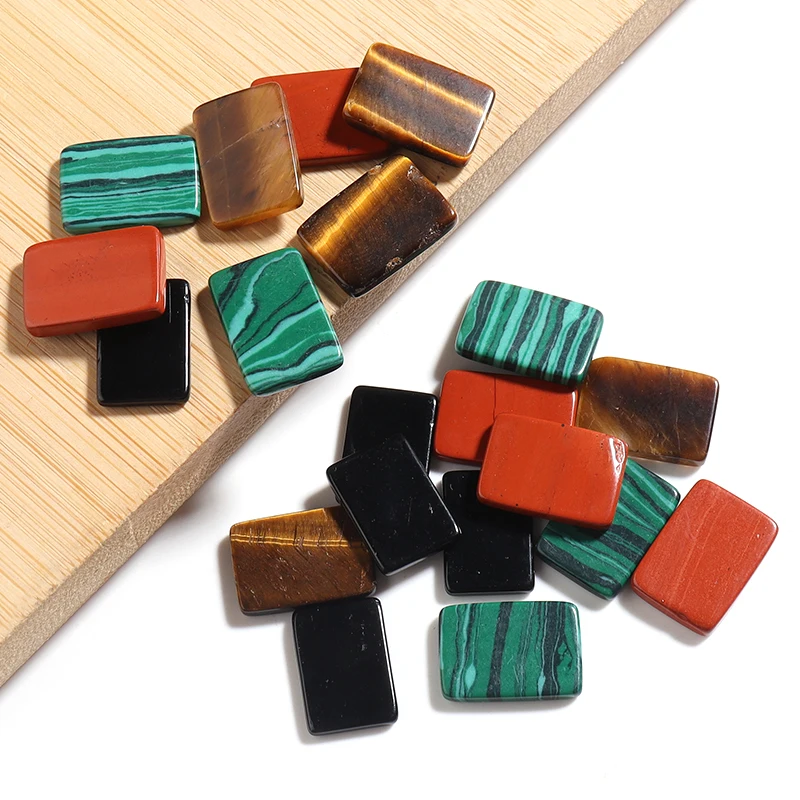 14x10mm Natural Tiger Eye Stone Rectangular Cabochon Flatback Spacers Jewelry Accessories For Diy Handmade Crafts