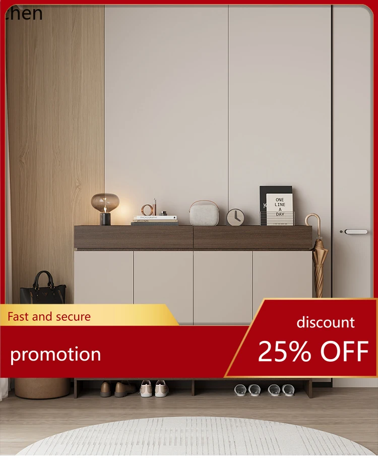 ZML solid wood shoe cabinet household door porch cabinet storage shoe rack multi-layer storage locker