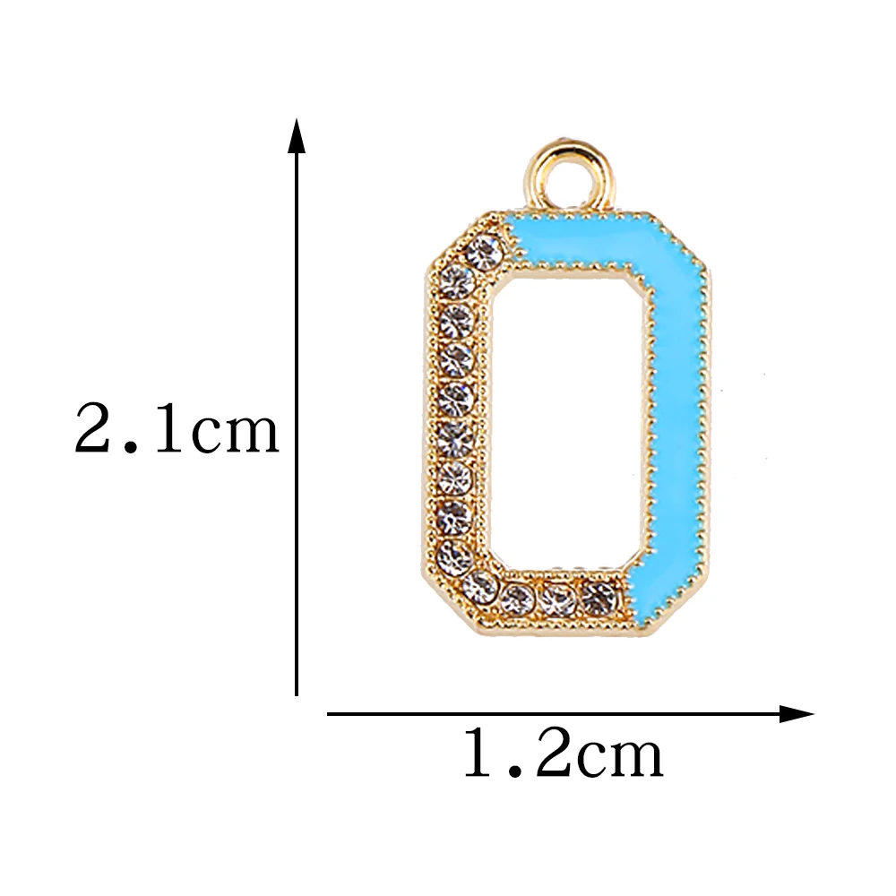 10Pcs/Lot 21*12 Creative Half Enamel Half Rhinestone Rectangle Charms Handmade Jewelry Making Accessories Metal Pendants