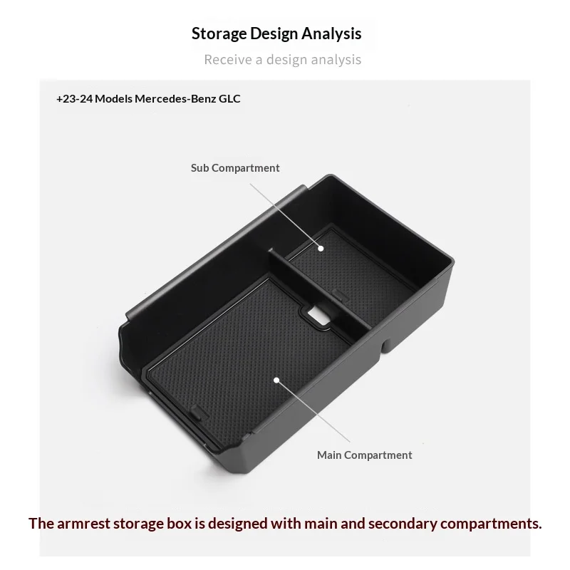Suitable for 23-24 Mercedes-Benz GLC armrest box storage box car modification equipment storage box decorative compartment match
