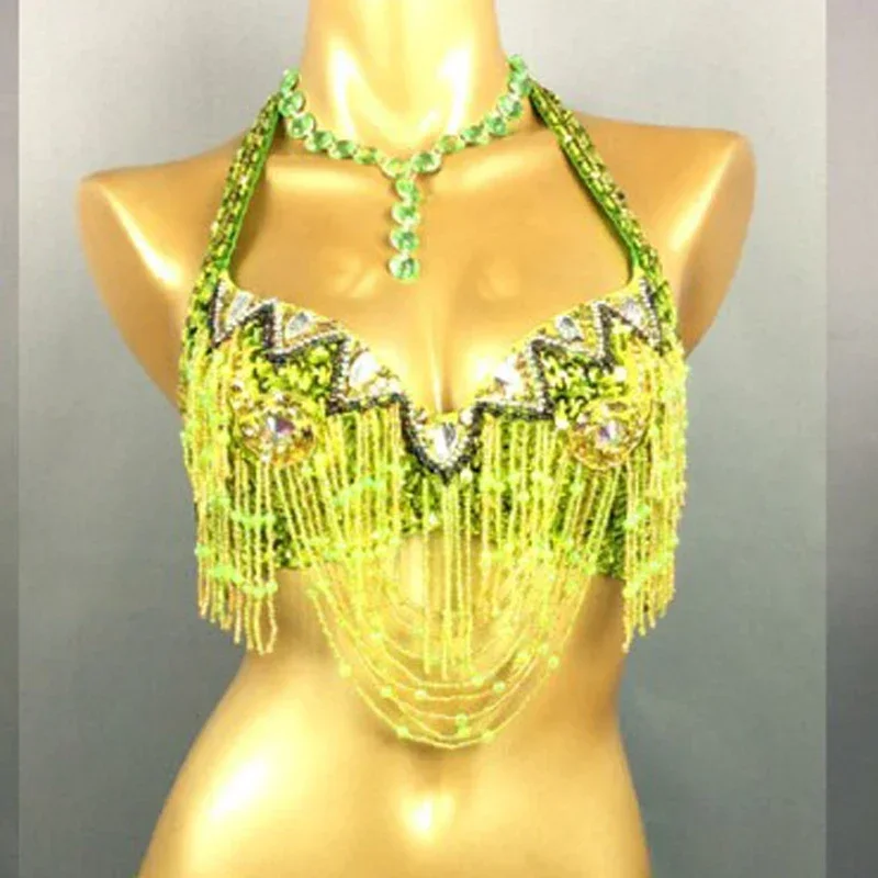 Nuovo Costume di danza del ventre Sexy per le donne reggiseni di paillettes con perline vestiti di danza del ventre abbigliamento da ballo Sexy Night Club reggiseno di danza del ventre top