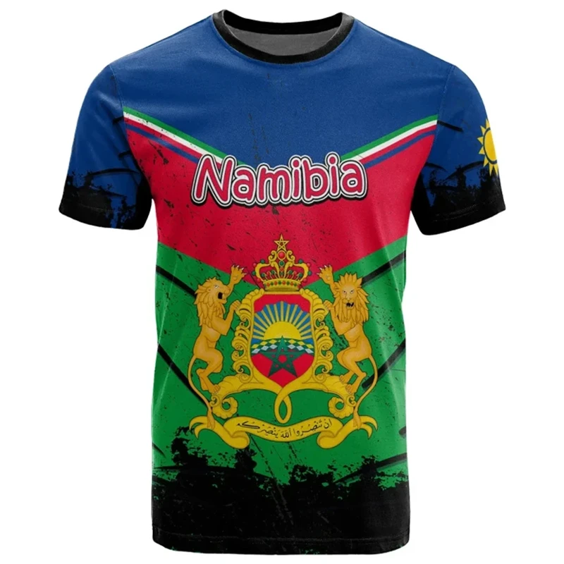 NAMIBIA Flag 3D Printing Men's T-shirt 2024 Summer New Fashion Short-sleeved Tee Shirts Casual Oversized Male Gym Tops Camisetas