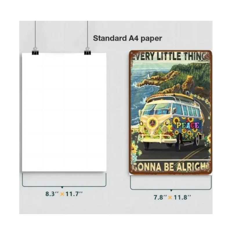 Metal Tin Poster Retro Camper Beach Summer Bus Tin Sign Metal Plaque Poster for Bar Beach Cafe Vintage Decorative Painting