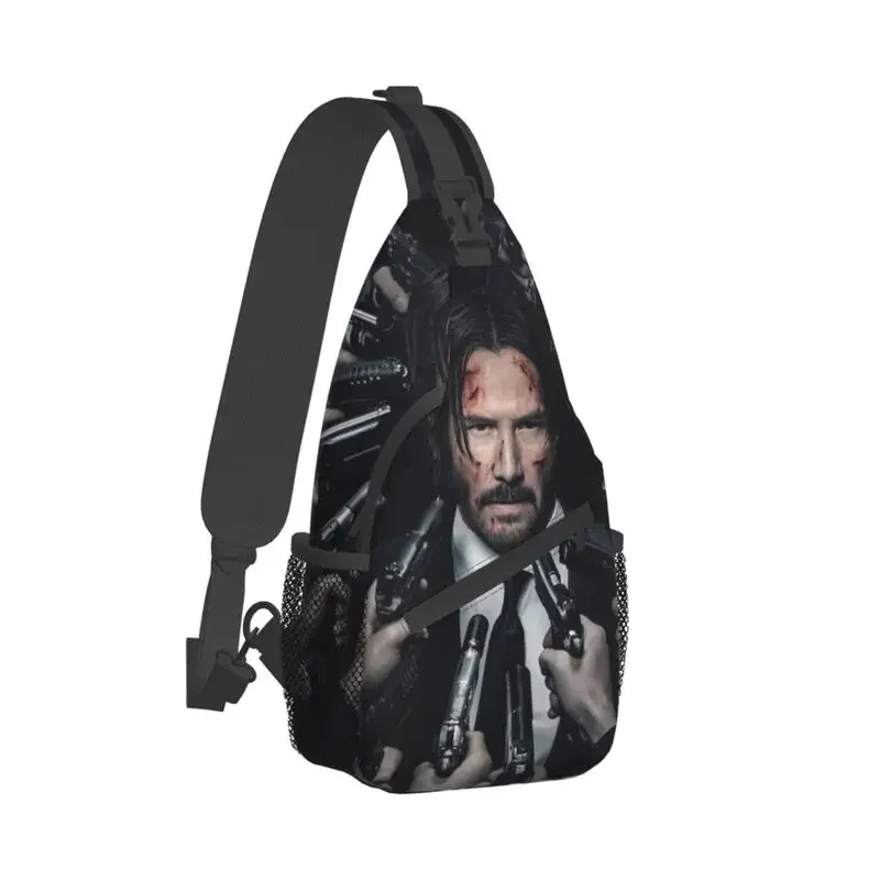 Cool John Wick Sling Crossbody Backpack Men Keanu Reeves Movie Shoulder Chest Bags for Traveling