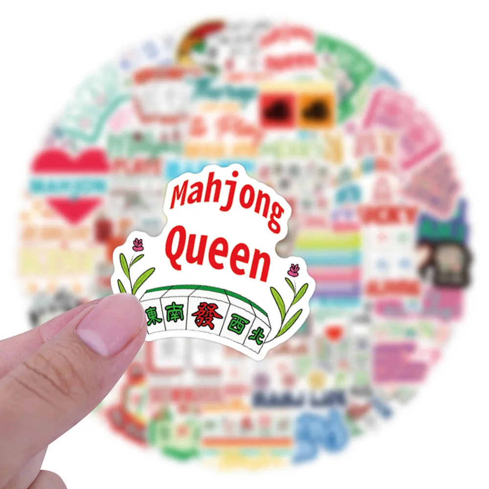 

10/55/110PCS Mahjong Graffiti Sticker Cartoon Creative Decoration Water Cup Mobile Phone Case Luggage Scooter Waterproof Decal