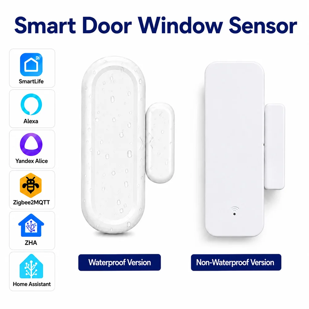 Image of Zigbee 3.0 Tür-Fenster-Sensor, Zigbee-Gateway erforderlich, Smart Home, wasserdicht (optional), kompatibel mit Alexa, ZHA, Zigbee2mqtt