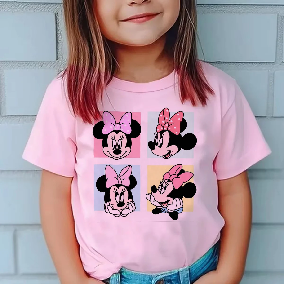 90s Y2k Funny Minnie T Shirt Children Top Manga Mickey Mouse Tshirt Ullzang Japanese Anime T-shirt Kids Girl Boy Tee