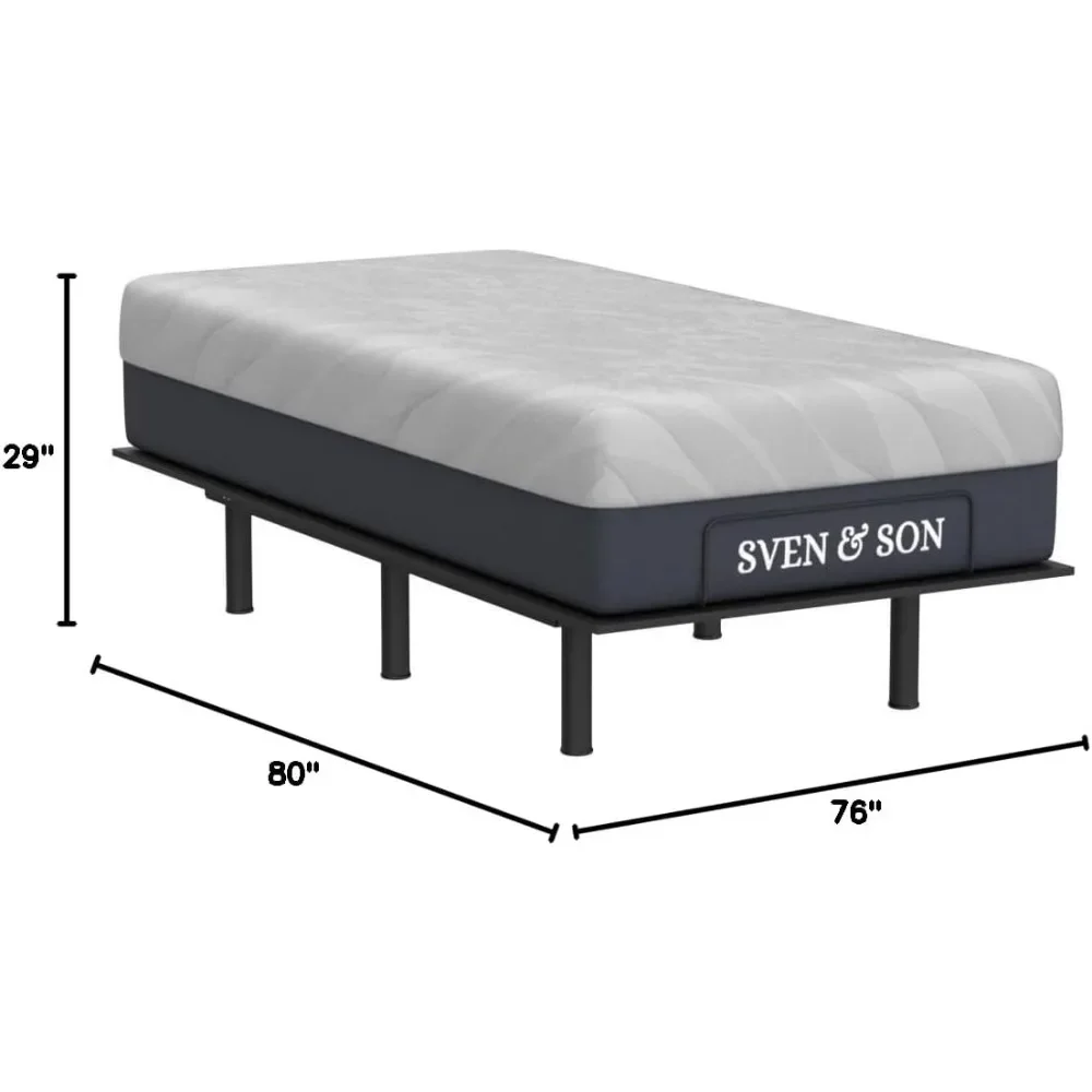 Essential Adjustable Bed Base (Frame) + 14 inch Hybrid Spring Matt (Medium Soft), Easy Assembly, Head and Foot Lift