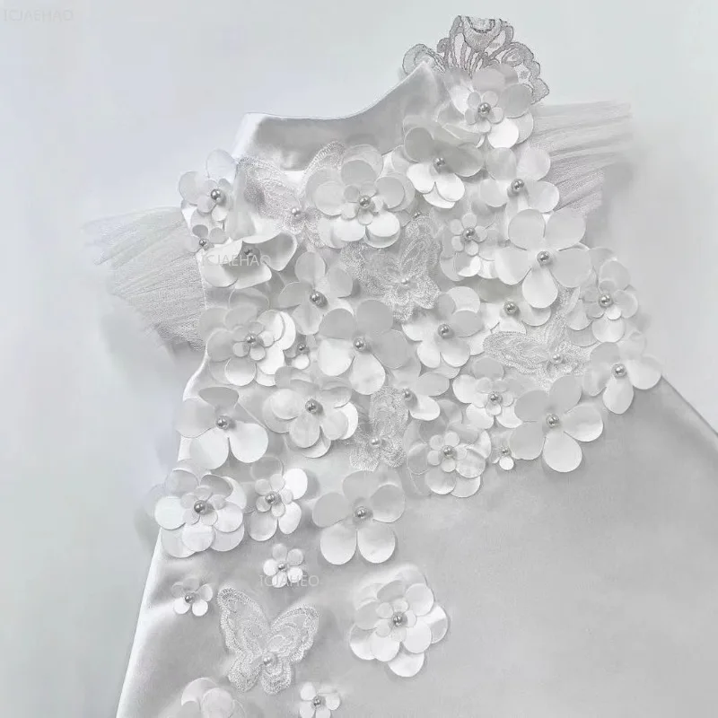 

Kids Girls White Princess Party Dress Puffy Pageant Gown Host Performance Recital Tulle Flower Girl Wedding Children Birthday