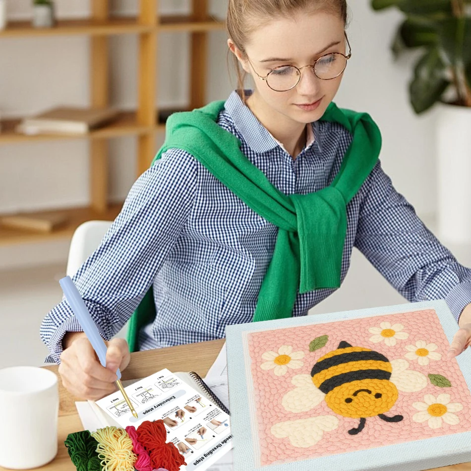 

Наборы игл для пуансонов «сделай сам» для начинающих, пчелиные животные с рамкой, набор для вышивания игл, стартовый набор для рукоделия, легкий праздничный подарок и декор