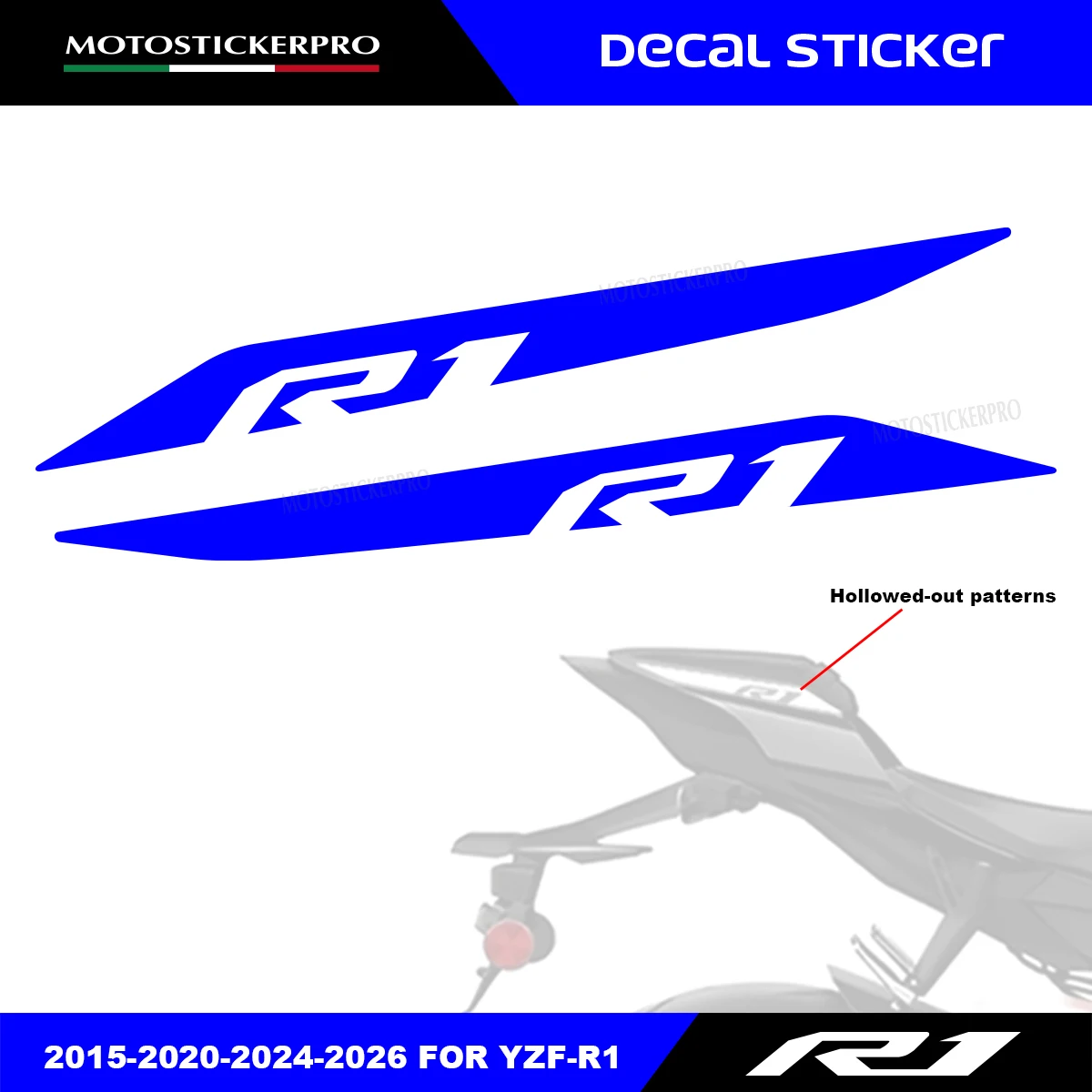 

Rear Tail Fairing Sticker Rear Seat Line Hollowing 2015-2026 20 22 23 24 25 26 All Logo For YAMAHA YZFR1 YZF-R1 R1M YZF1000