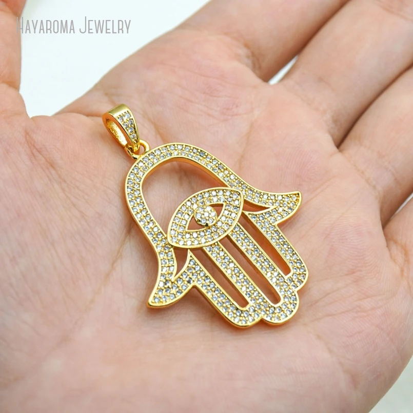 

5Pcs Wholesale Invisible Setting Copper Islam Gold Color Metal Cubic Zirconia Jewelry Pendant