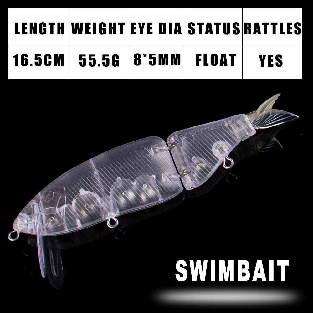 Dr.Holife 5PCS / LOT Big Game Unpainted Swimbait Blanks Lure 16.5CM 55.5G Artificial Wake Bait Shad Glider Topwater Swimbait