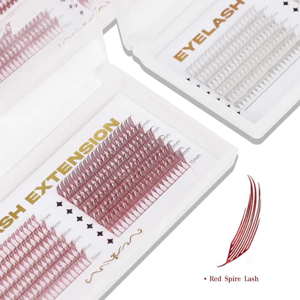 RUJADE Glitter Kleur Comic Russische Volume Wimperverlenging Spits Veervorm Premade Fan Wimpers Voor Party Make-up Cilia