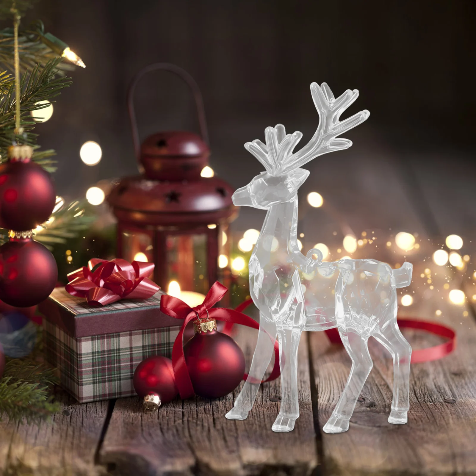 Christmas Decorations Ornament Transparent Deer Reindeer Acrylic Elk Statues Cupboard Figurine Office