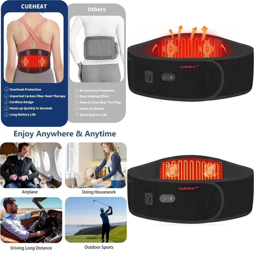 

Перезаряжаемый черный пояс для прогревания и массажа (53 функции) для облегчения боли в пояснице